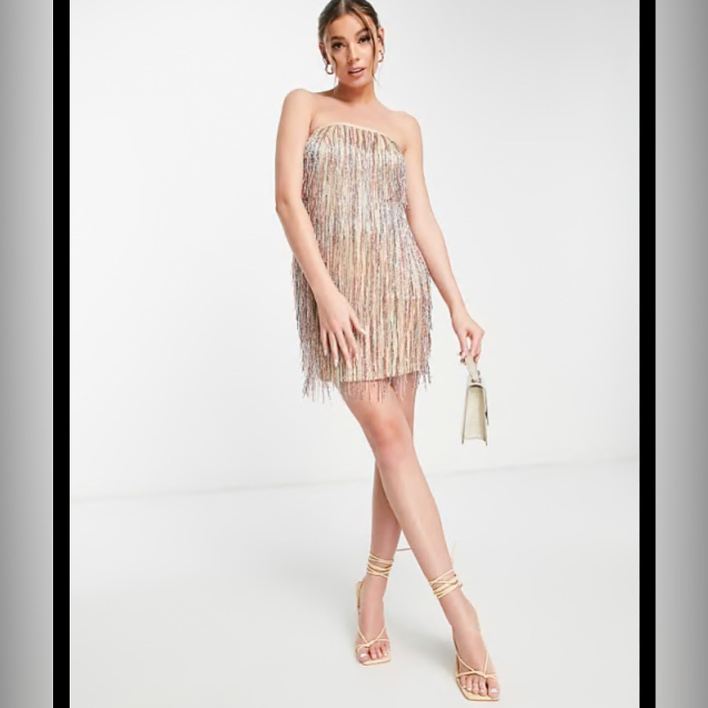 Band of stars New with tag holiday style Strapless Fringe Mini Dress 14